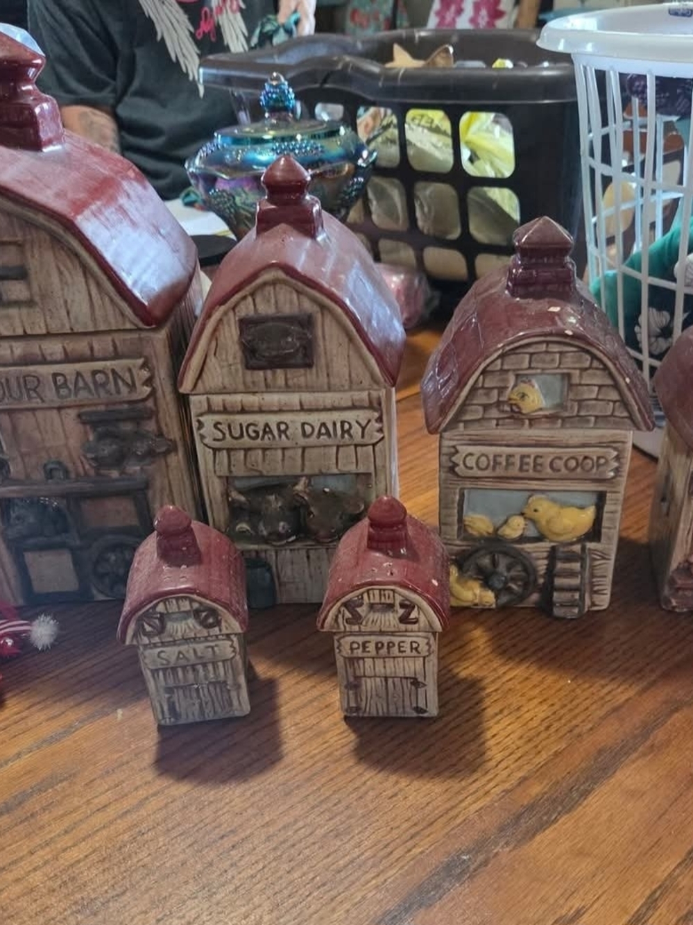 Rustic Sugar Dairy Ceramic Canister Set - Red